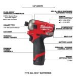 Milwaukee M12 FUEL SURGE 1/4 in. Hex Hydraulic Driver 2 Battery Kit - Image 8