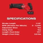 Milwaukee M18 FUEL SAWZALL Reciprocating Saw - 2 Battery XC5.0 Kit - Image 8