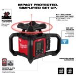 Milwaukee M18 Red Exterior Dual Slope Rotary Laser Level Kit with Receiver, Remote, Grade Rod & Tripod - Image 2